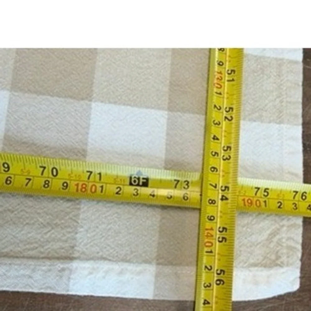 Tan and White Gingham Checkered Rectangular Tablecloth Farmhouse 56x76‎